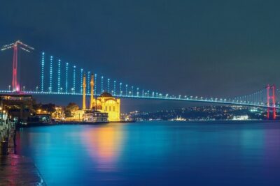 Bosphorus Night Lights: Guided Cruise With Tea and Cookies - Ortaköy Mosque and the Bosphorus “turn” toward fortresses