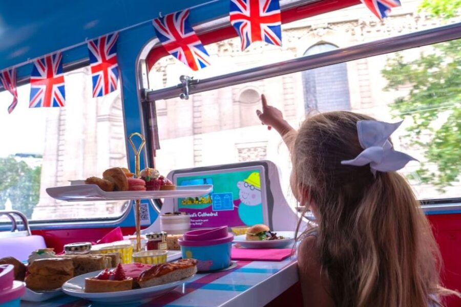 London: Peppa Pig Bus Tour with Entertainment - The afternoon tea setup: British classics, served on the bus