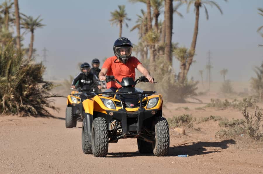 Marrakech:excursion quad in Oasis palm & jbilat desert,tea - Safety briefing and helmet use: what “safe” looks like here