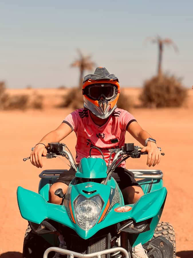 Marrakech: Quad activity in the Palmeraie with Tea break - The quad training and safety gear (this is not a chaos ride)