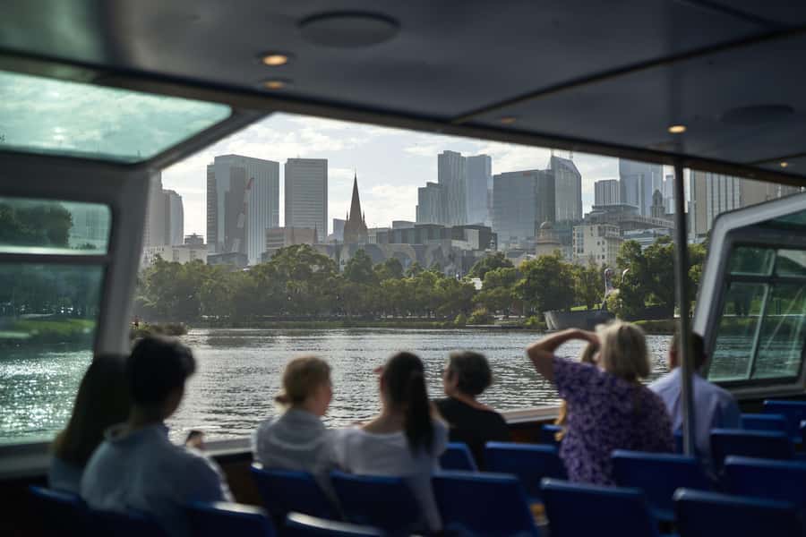 Melbourne City Cruise with Tea, Coffee, and Commentary - 1-Hour Gardens and Sporting Precinct: Cricket, botanic gardens, and riverbank views