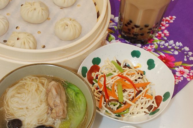 Taiwan Traditional Delicacies Experience, Xiao Long Bao, Chicken vermicelli with mushroom and sesame oil, Tofu strips salad, Bubble milk tea. - Small group cooking: what max 10 really changes