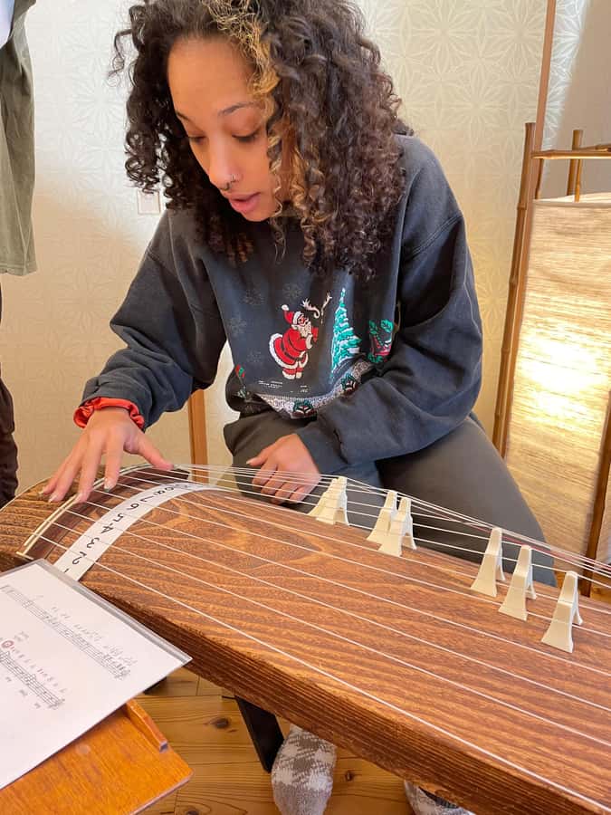Visit local home for music and tea ceremony near Disney - The Koto concert and lesson: learning “Sakura” on a 13-string instrument